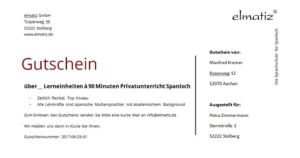 Gutschein Rückseite